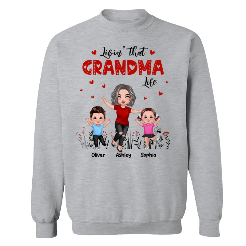 Happy Doll Grandma & Grandkids Livin‘ That Grandma Life Personalized Shirt - Image 18