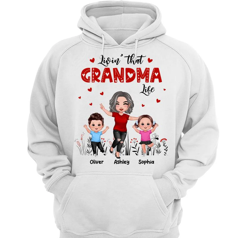 Happy Doll Grandma & Grandkids Livin‘ That Grandma Life Personalized Shirt - Image 3