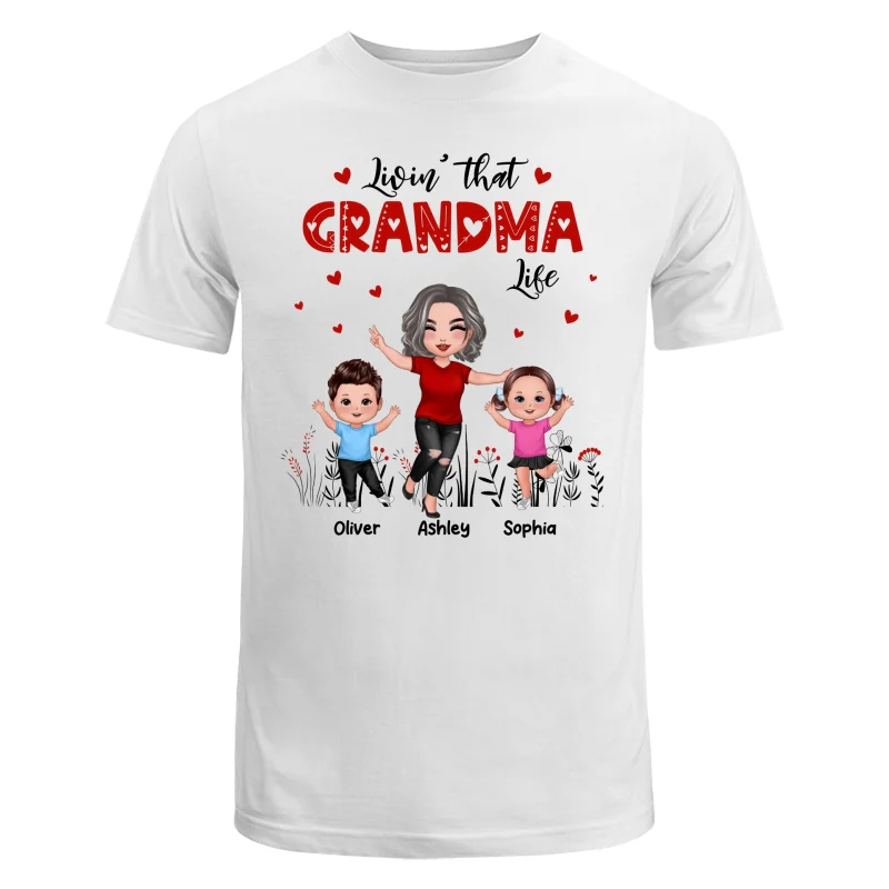 Happy Doll Grandma & Grandkids Livin‘ That Grandma Life Personalized Shirt - Image 5