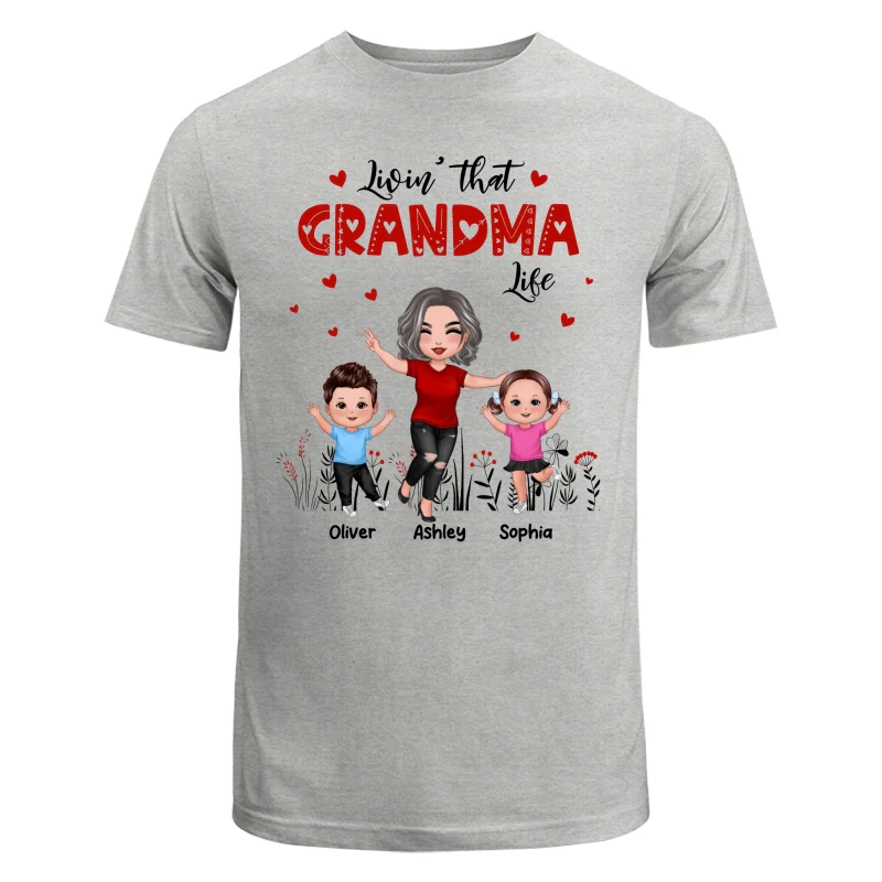 Happy Doll Grandma & Grandkids Livin‘ That Grandma Life Personalized Shirt - Image 6
