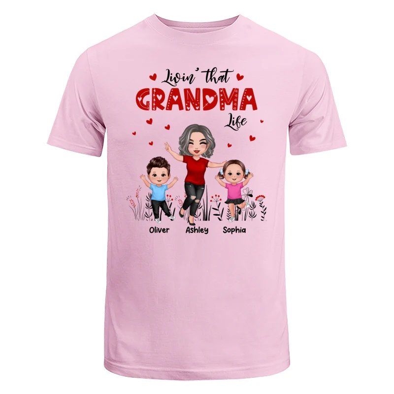 Happy Doll Grandma & Grandkids Livin‘ That Grandma Life Personalized Shirt - Image 7