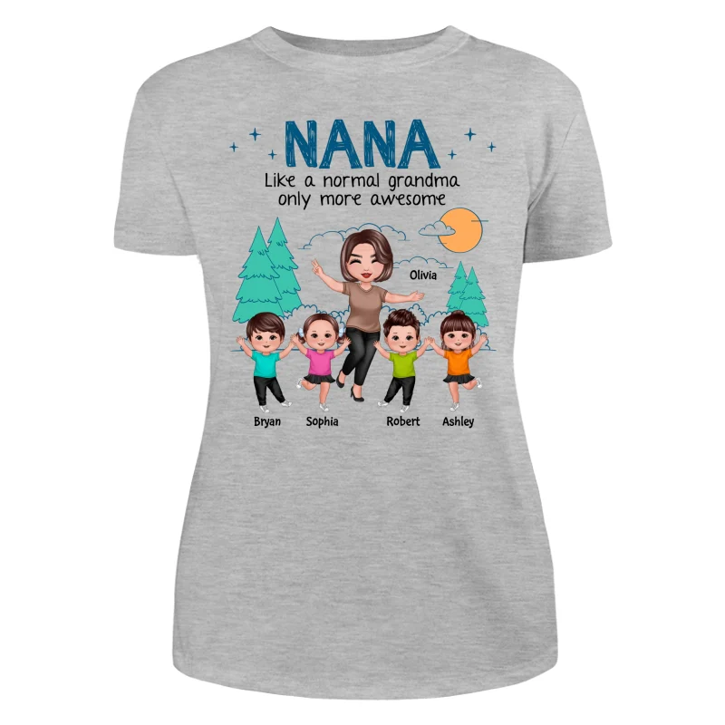 Happy Doll Grandma Grandkids Outline Background Personalized Shirt - Image 10