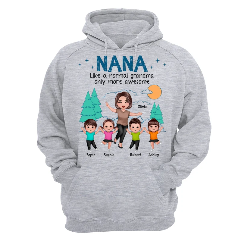 Happy Doll Grandma Grandkids Outline Background Personalized Shirt - Image 14