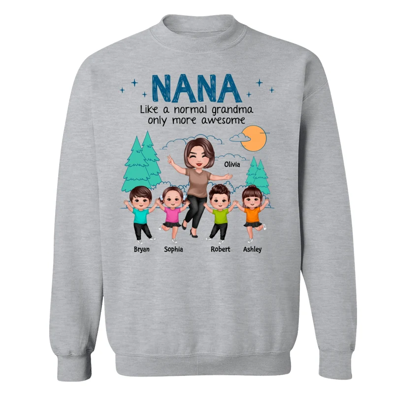Happy Doll Grandma Grandkids Outline Background Personalized Shirt - Image 18