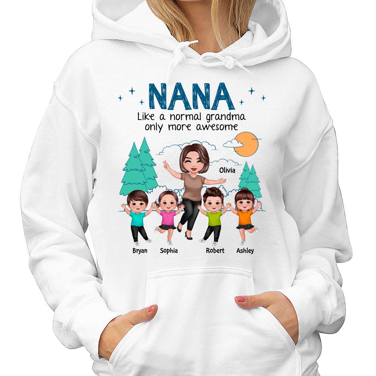 Happy Doll Grandma Grandkids Outline Background Personalized Shirt - Image 4