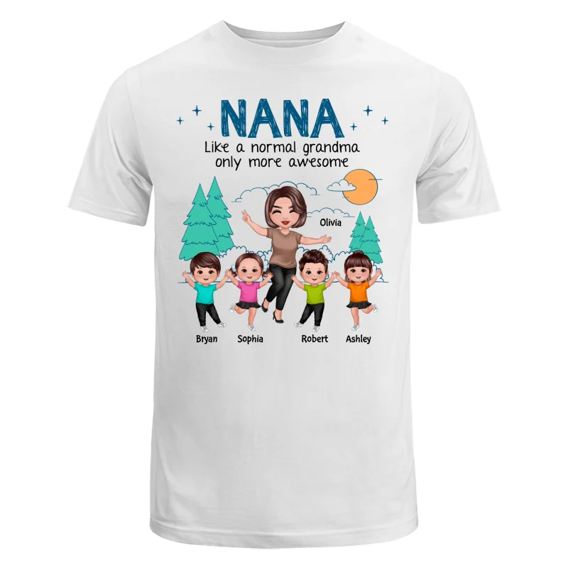 Happy Doll Grandma Grandkids Outline Background Personalized Shirt - Image 5