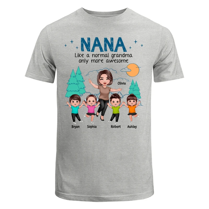 Happy Doll Grandma Grandkids Outline Background Personalized Shirt - Image 6