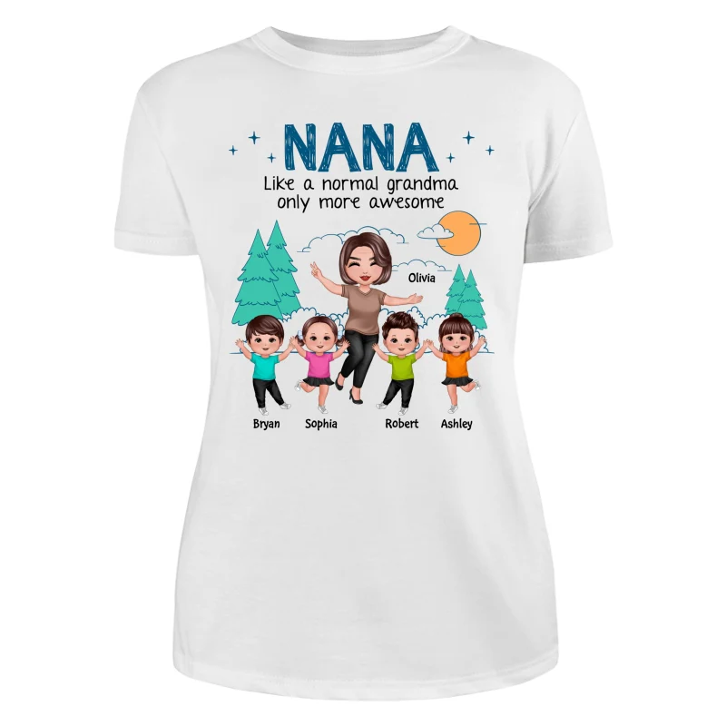 Happy Doll Grandma Grandkids Outline Background Personalized Shirt - Image 9