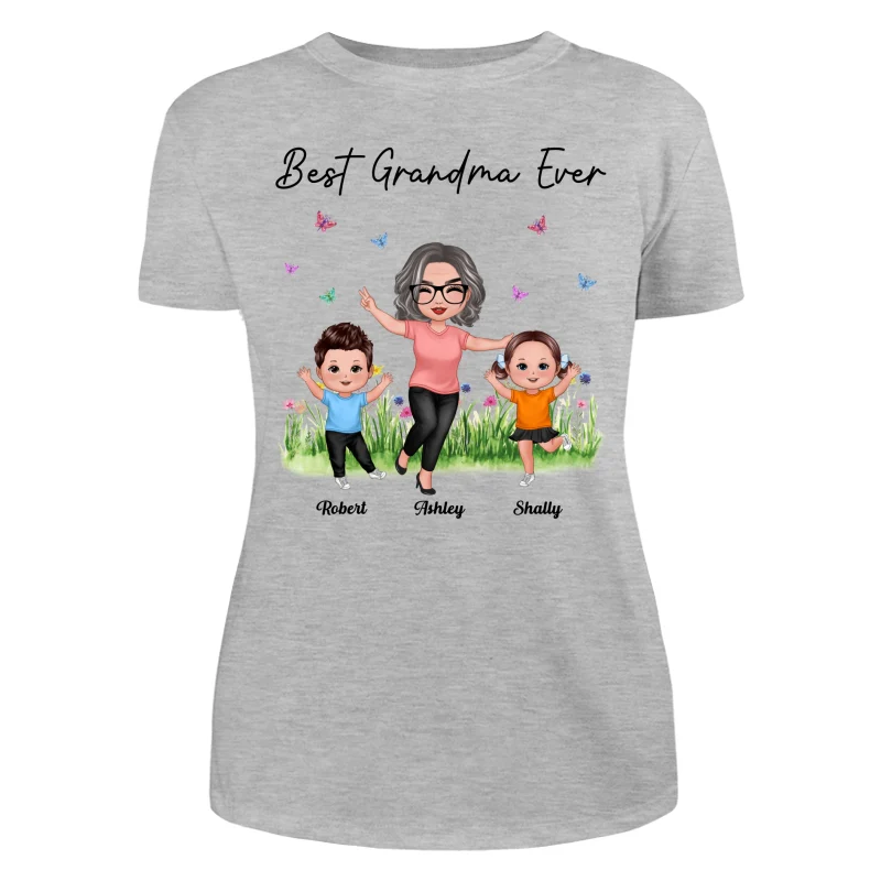Happy Doll Grandma With Grandkids Best Grandma Ever Personalized Shirt - Image 10