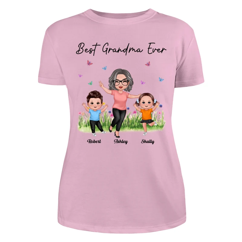 Happy Doll Grandma With Grandkids Best Grandma Ever Personalized Shirt - Image 11