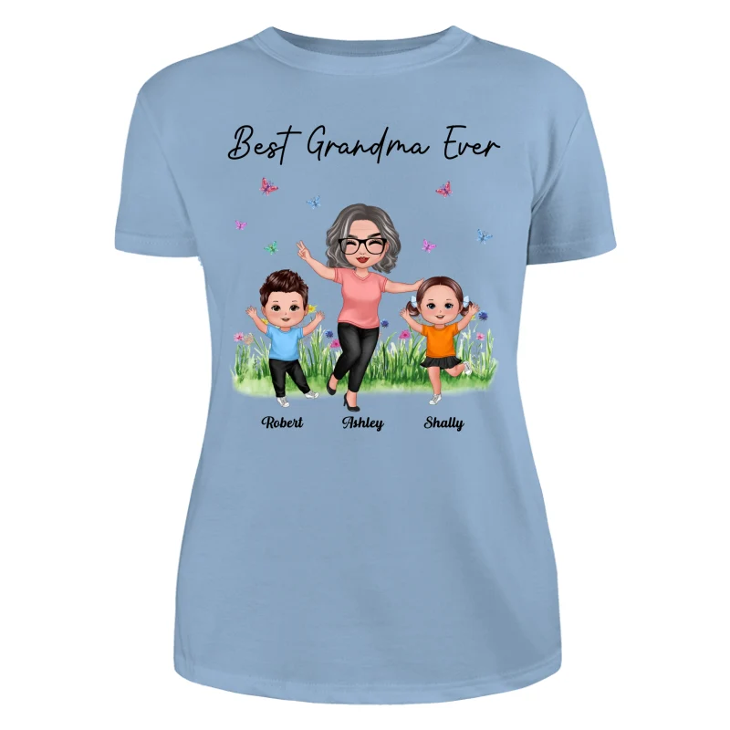 Happy Doll Grandma With Grandkids Best Grandma Ever Personalized Shirt - Image 12