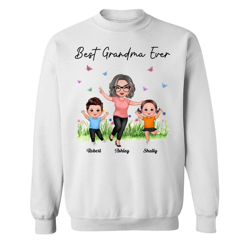 Happy Doll Grandma With Grandkids Best Grandma Ever Personalized Shirt - Image 17