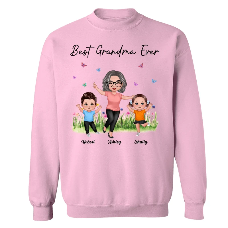 Happy Doll Grandma With Grandkids Best Grandma Ever Personalized Shirt - Image 19