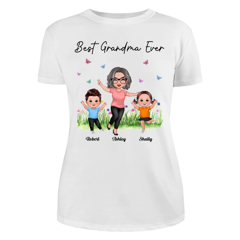 Happy Doll Grandma With Grandkids Best Grandma Ever Personalized Shirt - Image 9