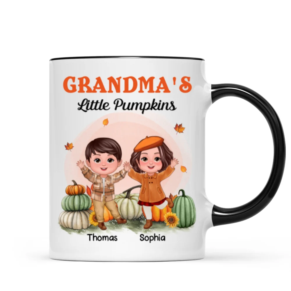 Happy Doll Kids Grandma Mom Fall Season Personalized Mug - Image 5