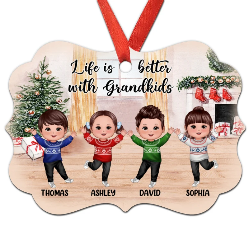Happy Doll Kids In House Personalized Christmas Ornament - Image 3