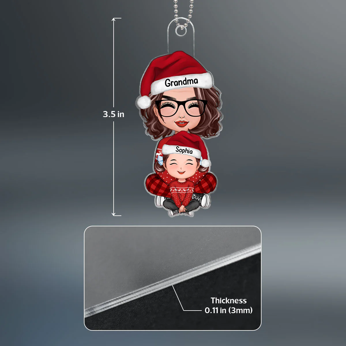 Happy Grandma Grandkid Sitting On Lap Christmas Gift For Granddaughter Grandson Personalized Acrylic Ornament - Image 4