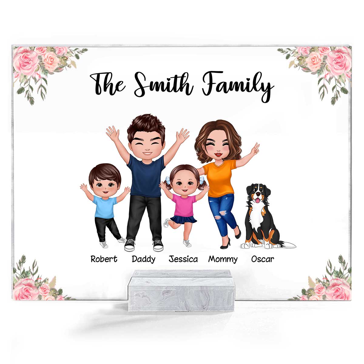 Happy Family Couple Kid Dog Cat Personalized Acrylic Plaque