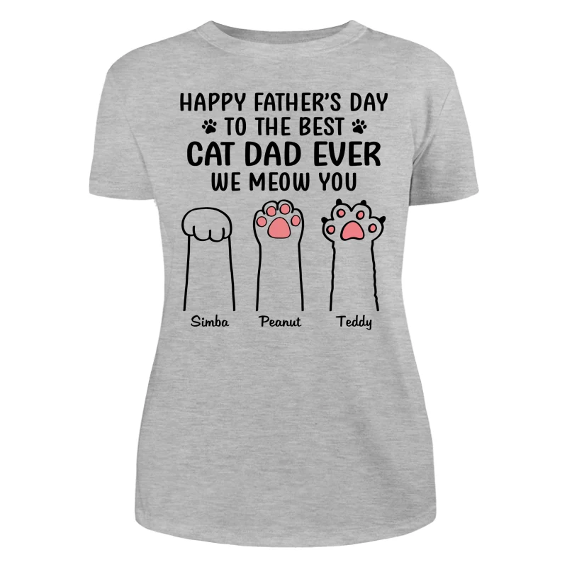 Happy Father‘s Day Cat Dad Paw Outline Personalized Shirt - Image 10