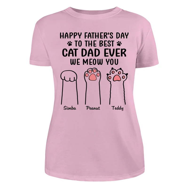 Happy Father‘s Day Cat Dad Paw Outline Personalized Shirt - Image 11