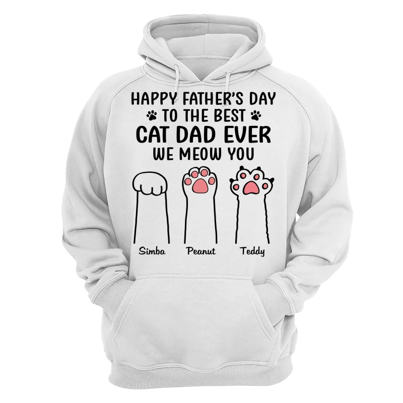 Happy Father‘s Day Cat Dad Paw Outline Personalized Shirt - Image 13