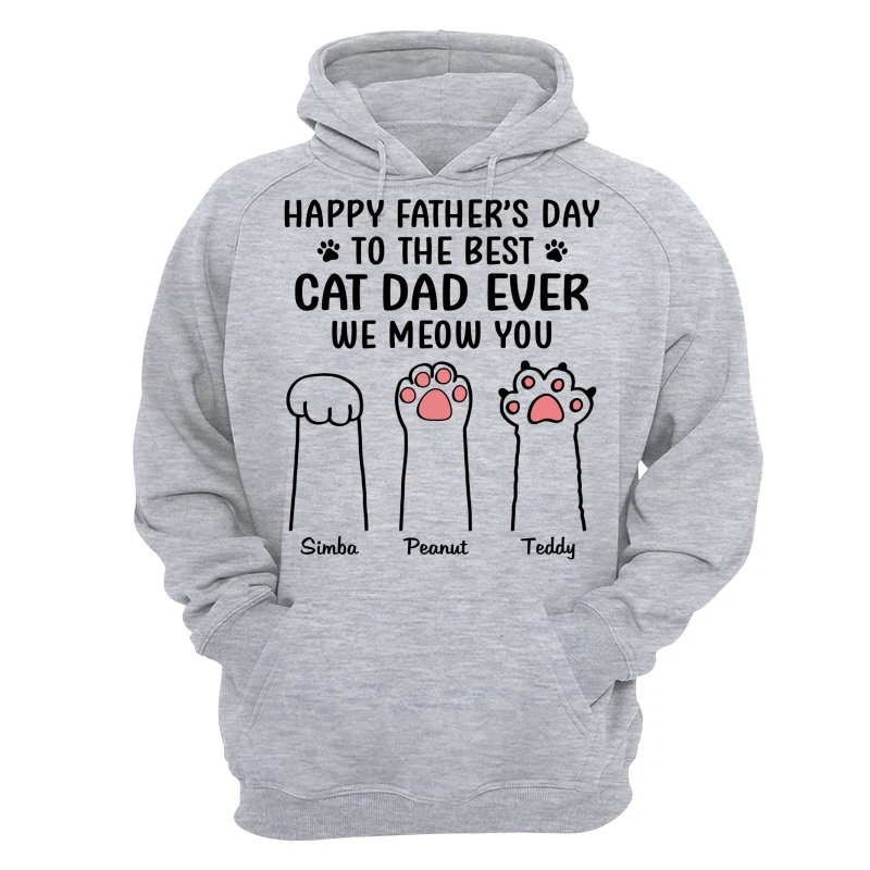 Happy Father‘s Day Cat Dad Paw Outline Personalized Shirt - Image 14