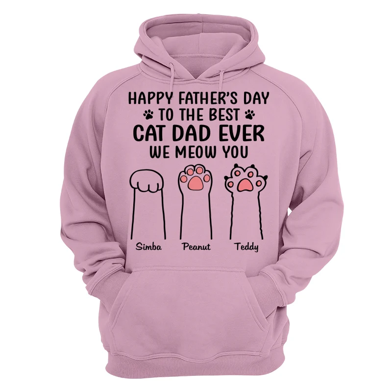 Happy Father‘s Day Cat Dad Paw Outline Personalized Shirt - Image 15