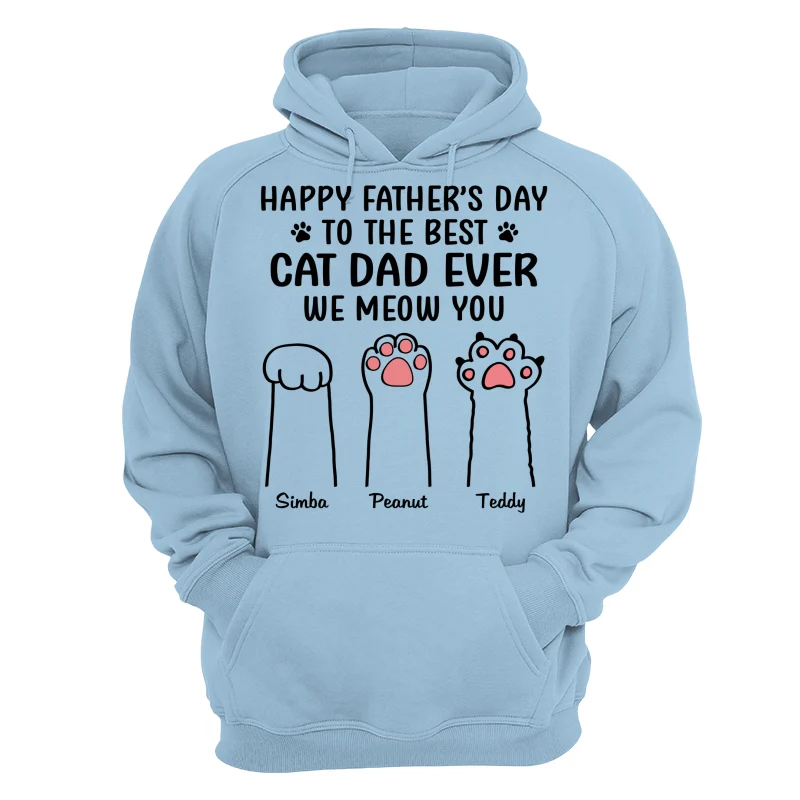 Happy Father‘s Day Cat Dad Paw Outline Personalized Shirt - Image 16