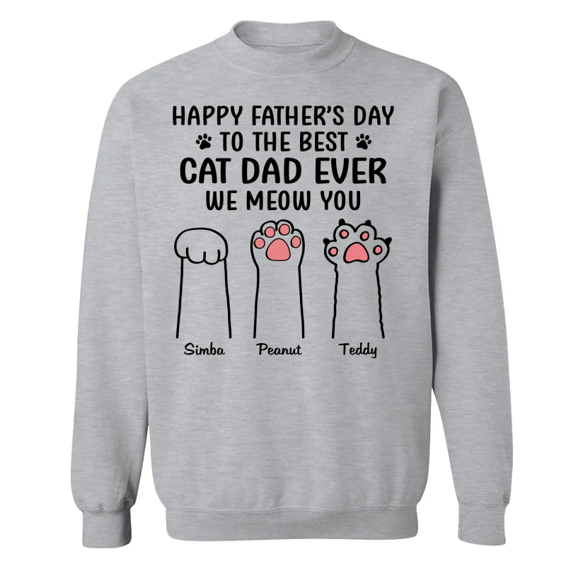 Happy Father‘s Day Cat Dad Paw Outline Personalized Shirt - Image 18