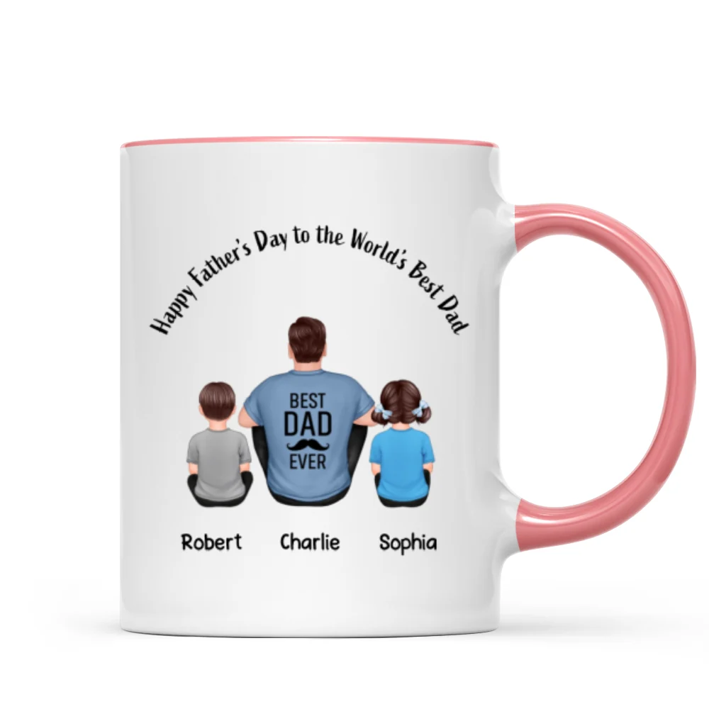 Happy Father‘s Day Dad And Kids Back View Personalized Mug - Image 8