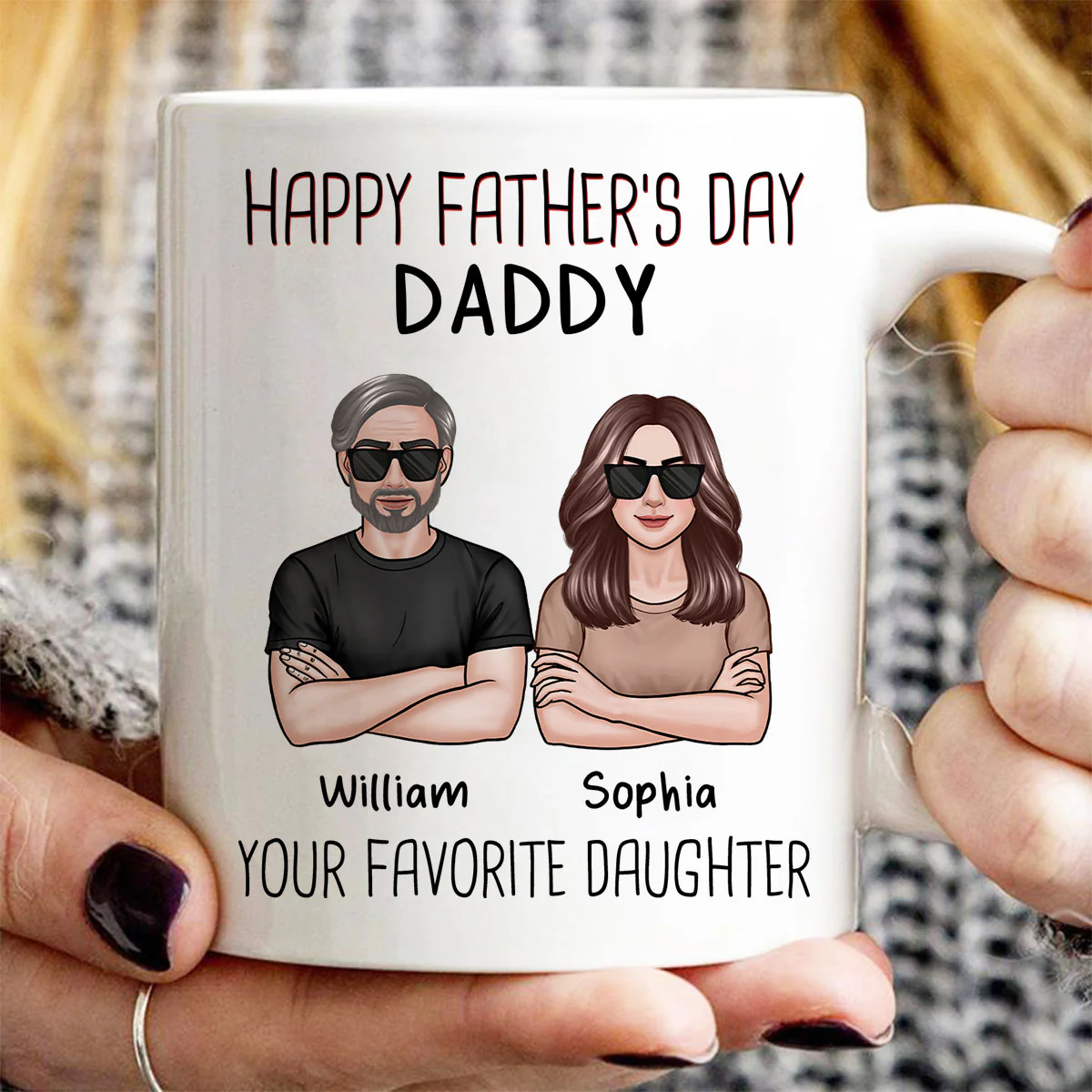 Happy Father‘s Day Dad From Your Favorite Daughter Son New Man Woman Crossed Arms Personalized Mug - Image 3