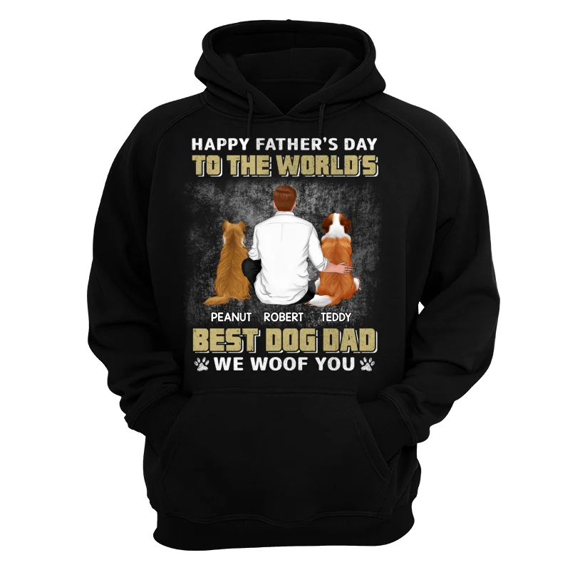 Happy Father‘s Day Dog Dad Back View Yellow Retro Personalized Shirt - Image 11