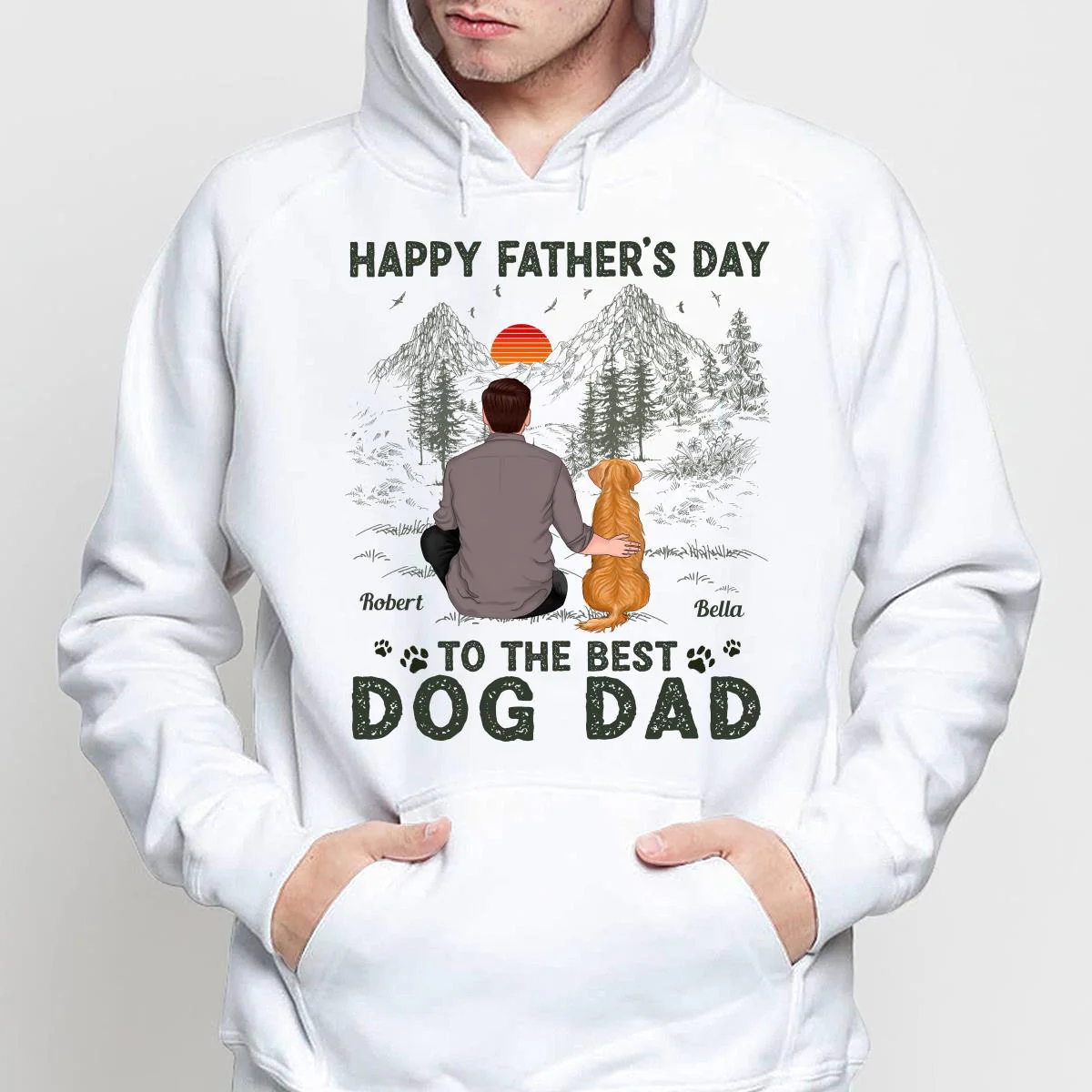 Happy Father‘s Day Dog Dad Outline Personalized Shirt - Image 4