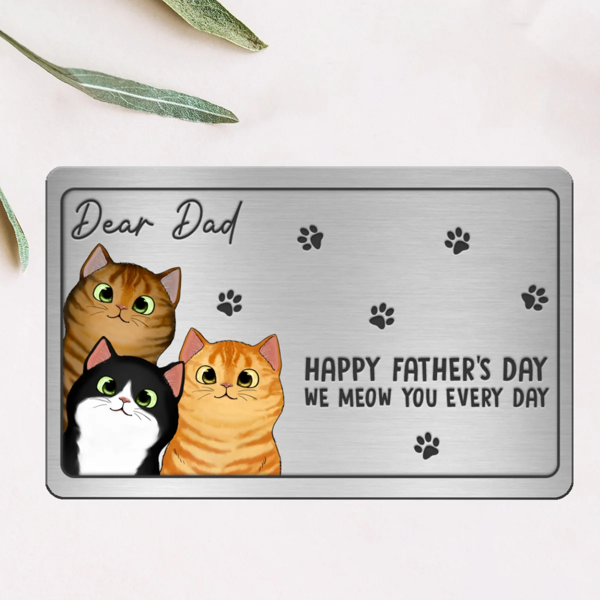 Happy Father‘s Day Fluffy Cats Personalized Metal Wallet Card - Image 5