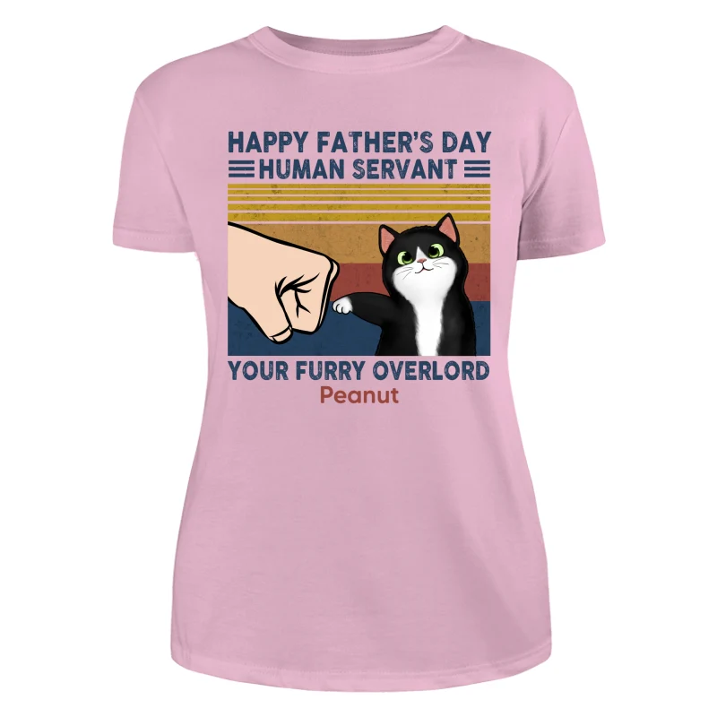 Happy Father‘s Day Human Servant Fluffy Cat Retro Personalized Shirt - Image 11