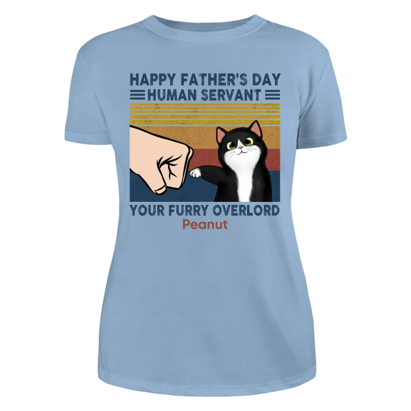 Happy Father‘s Day Human Servant Fluffy Cat Retro Personalized Shirt - Image 12