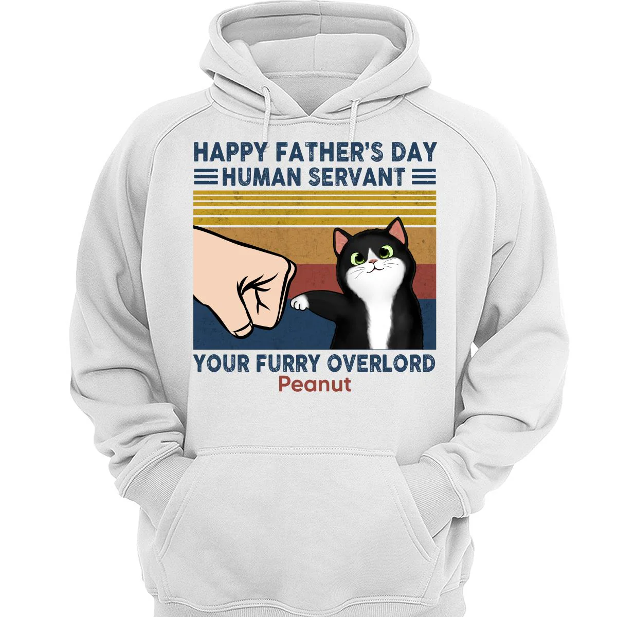 Happy Father‘s Day Human Servant Fluffy Cat Retro Personalized Shirt - Image 3