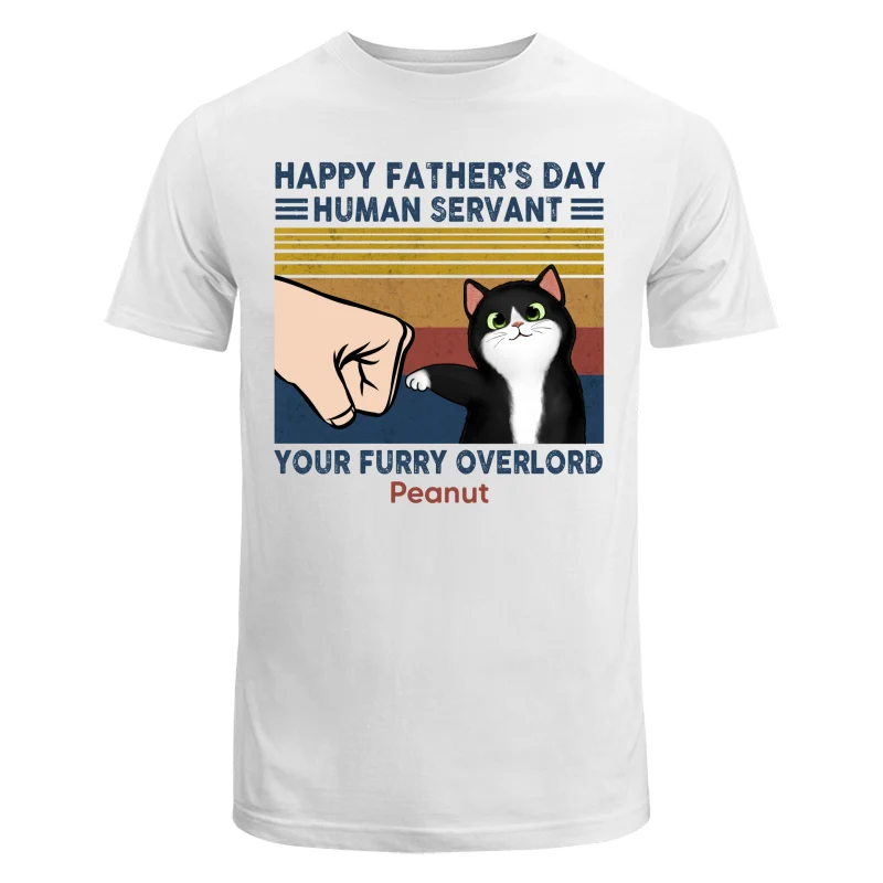 Happy Father‘s Day Human Servant Fluffy Cat Retro Personalized Shirt - Image 5