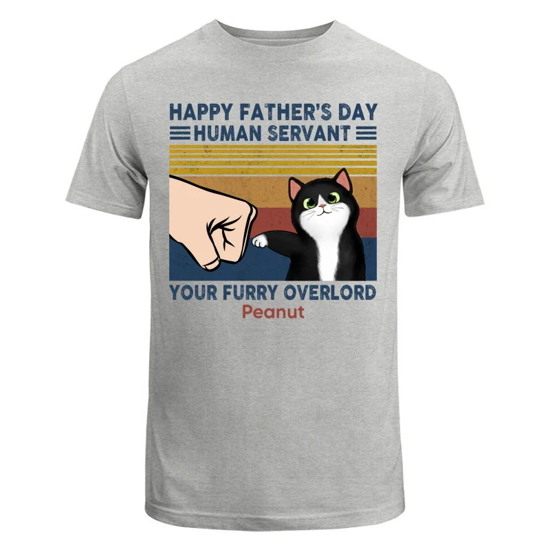 Happy Father‘s Day Human Servant Fluffy Cat Retro Personalized Shirt - Image 6