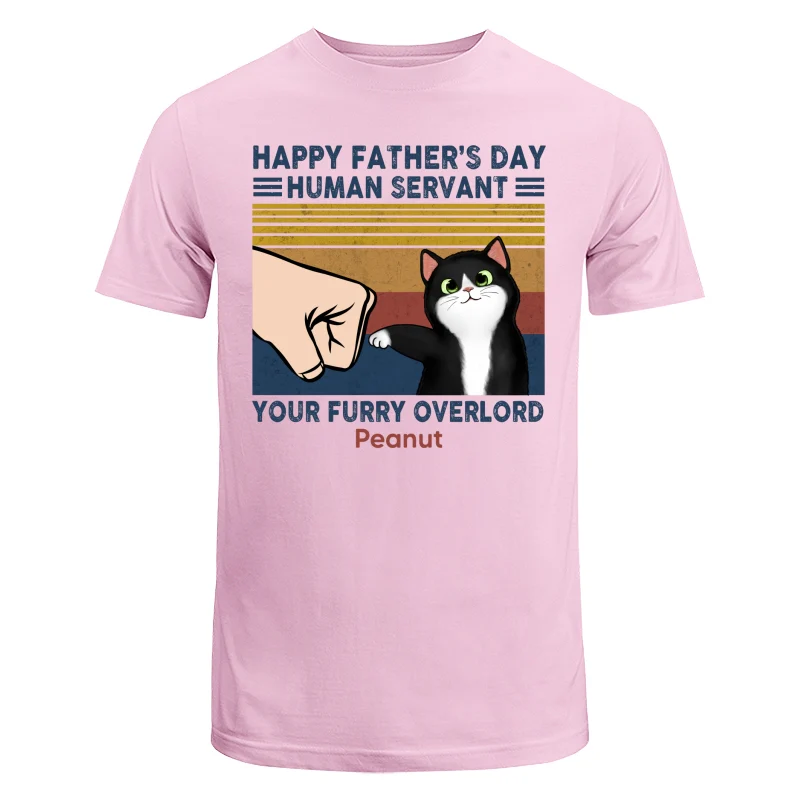 Happy Father‘s Day Human Servant Fluffy Cat Retro Personalized Shirt - Image 7