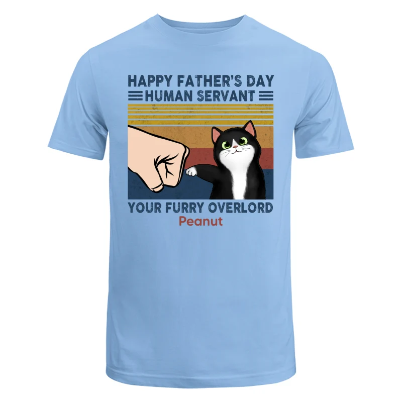 Happy Father‘s Day Human Servant Fluffy Cat Retro Personalized Shirt - Image 8