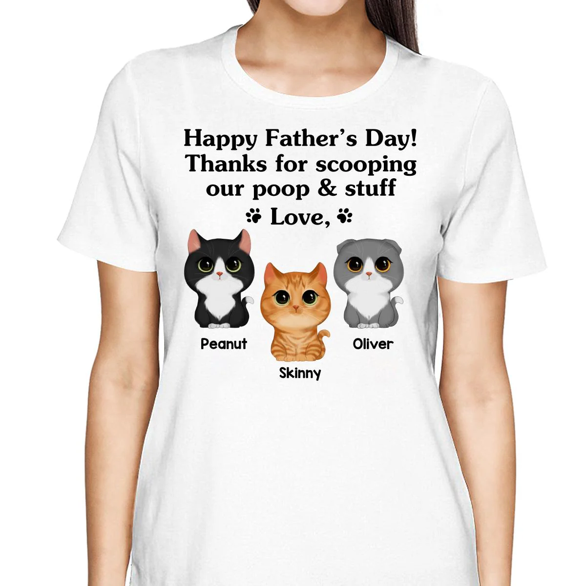 Happy Father‘s Day Watercolor Cute Cats Gift For Cat Dad Personalized Shirt - Image 2