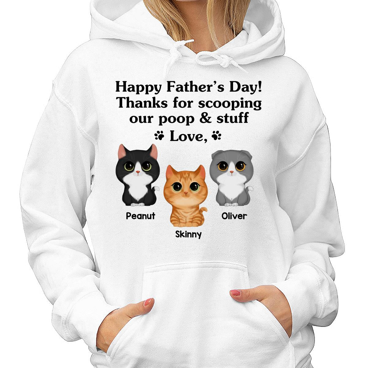 Happy Father‘s Day Watercolor Cute Cats Gift For Cat Dad Personalized Shirt - Image 4