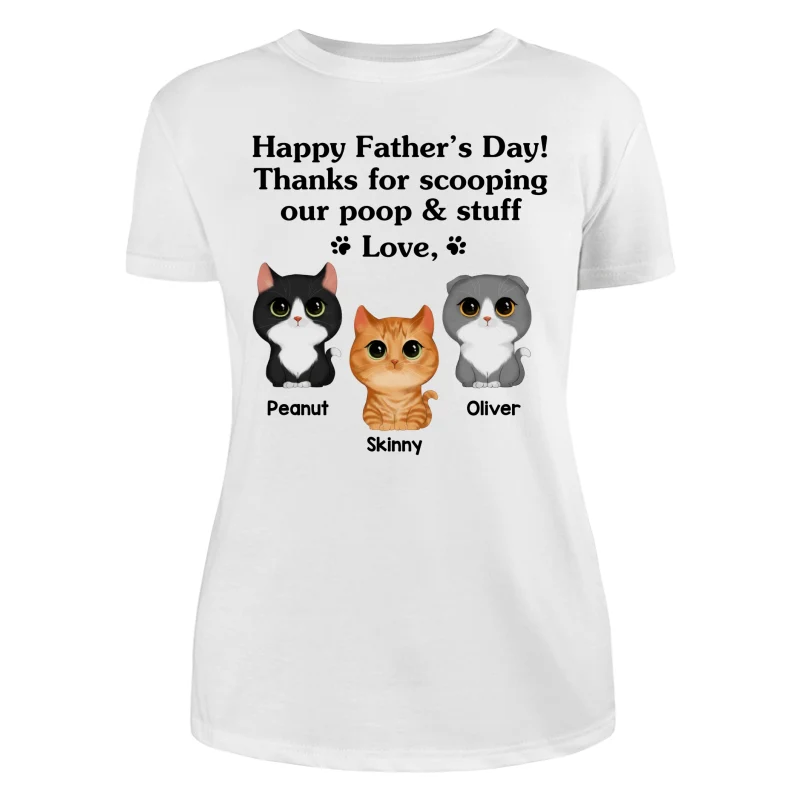 Happy Father‘s Day Watercolor Cute Cats Gift For Cat Dad Personalized Shirt - Image 9