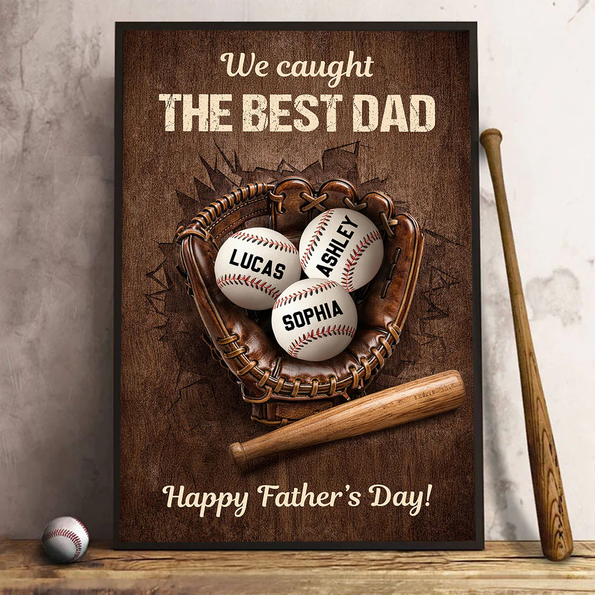 Happy Father's Day Baseball Dad - Personalized Poster - Heartfelt Father's Day Gift for Dad, Husband - Image 2