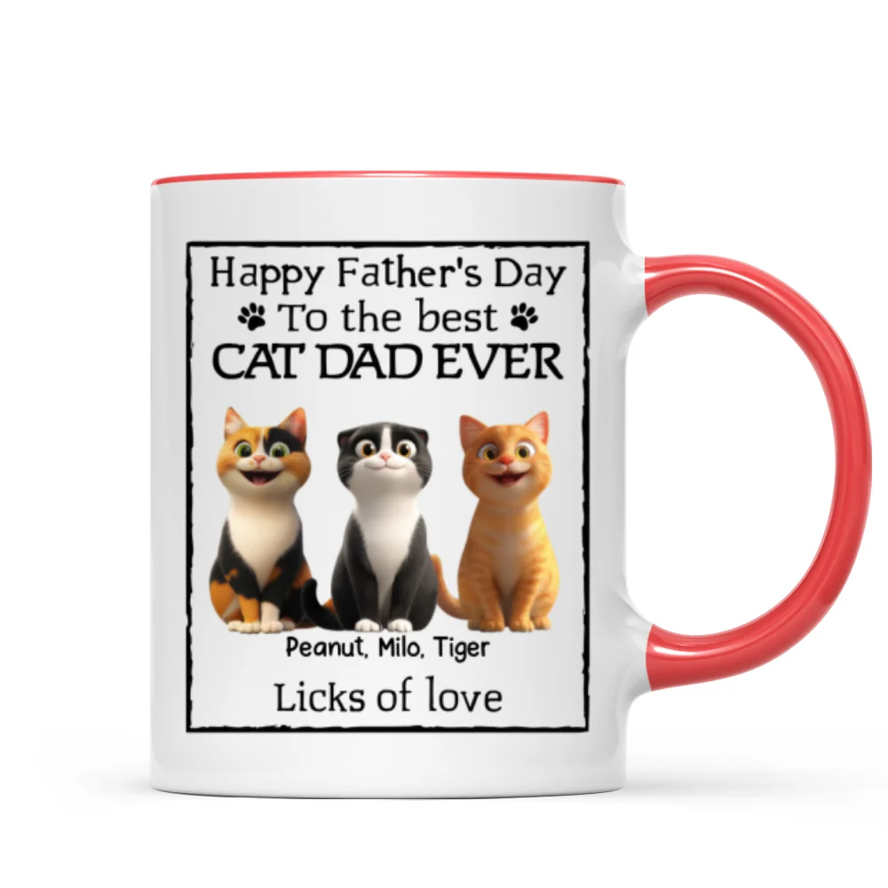 Happy Father's Day Best Cat Dad Cartoon Funny Style Cats Personalized Mug - Image 11