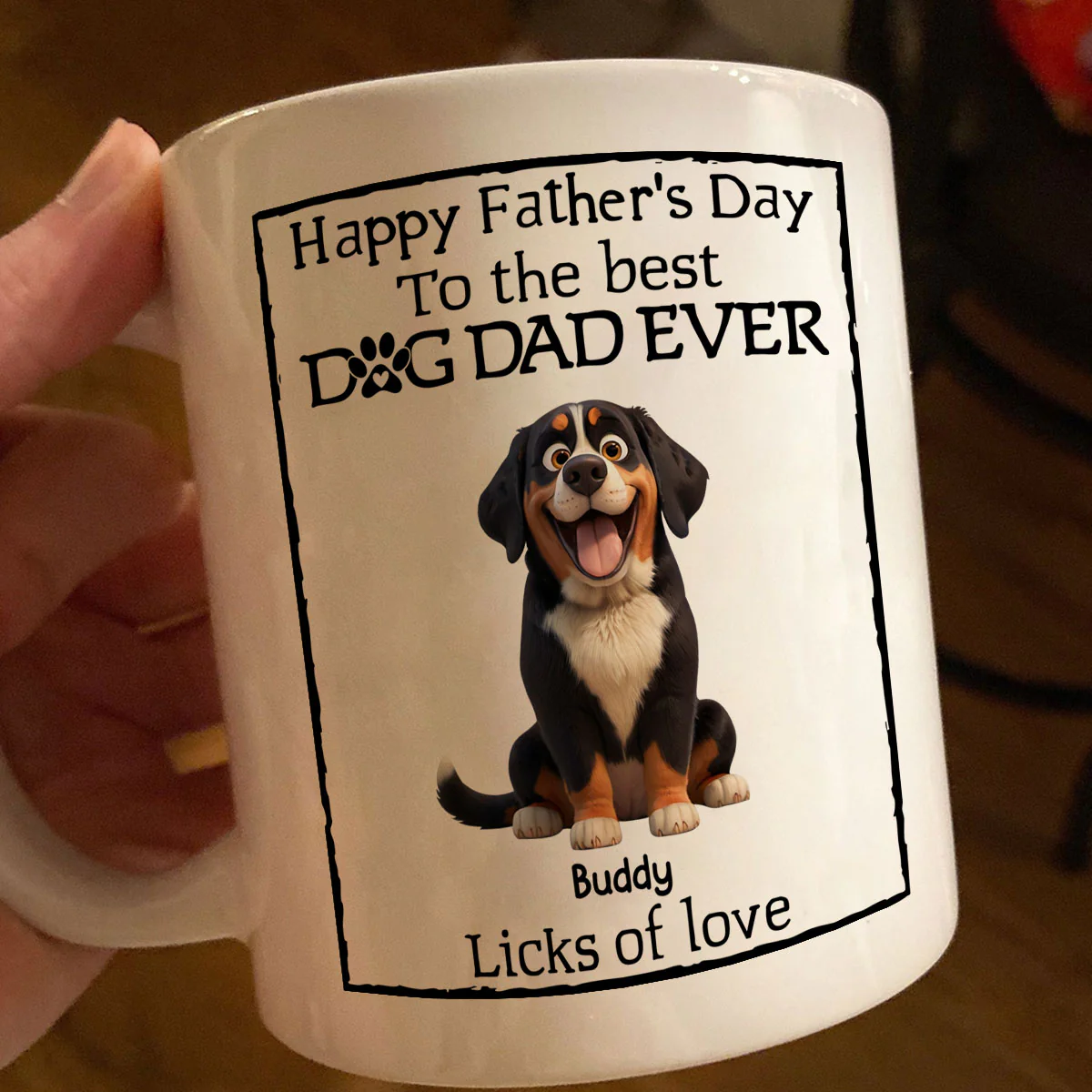 Happy Father's Day Best Dog Dad Cartoon Funny Style Dogs Personalized Mug - Image 3