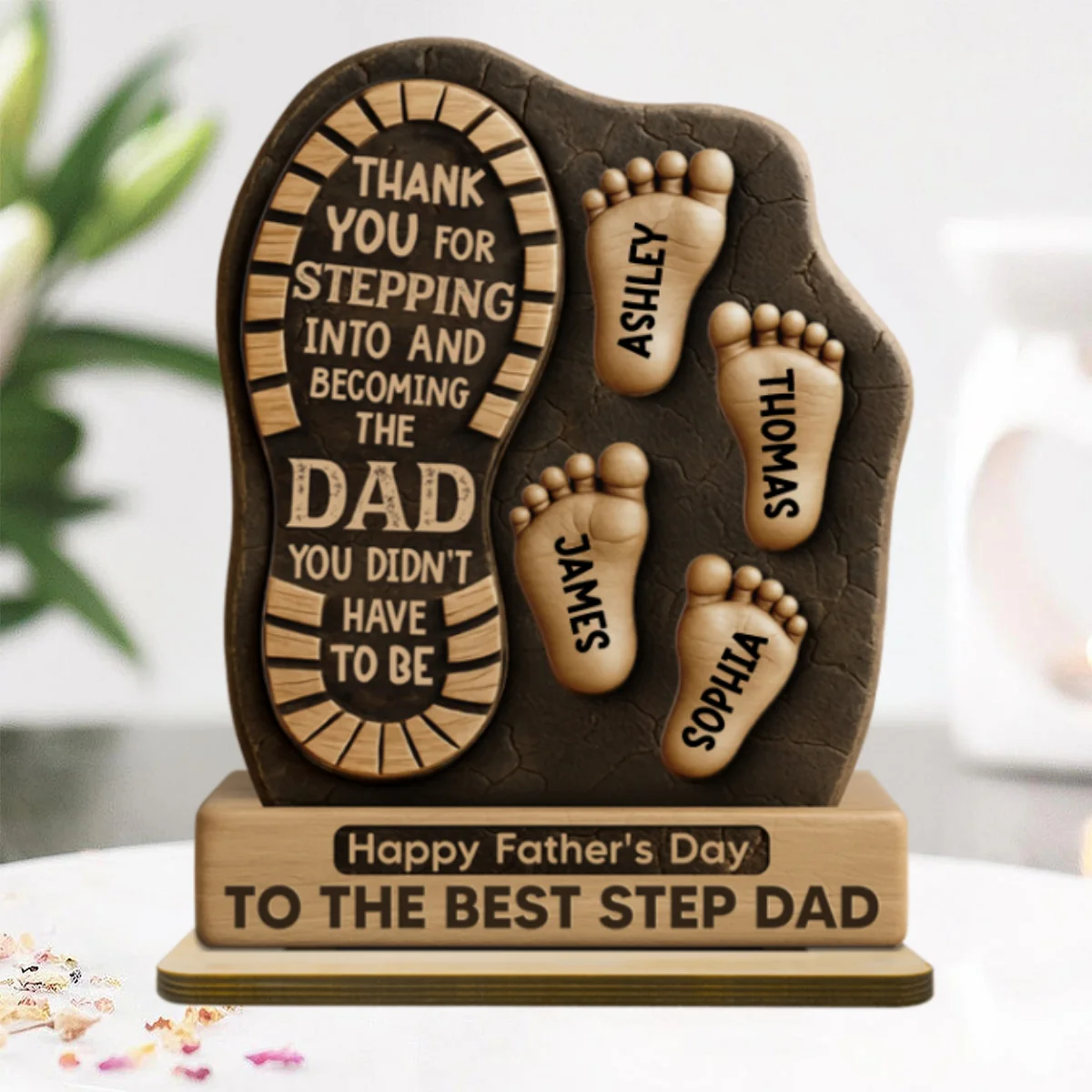 Happy Best Step Dad Ever Personalized 2-Layer Standing Wooden Plaque| Heartfelt Gift For Stepdad, Bonus Dad - Image 10