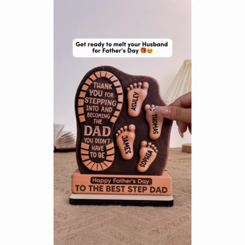 Happy Best Step Dad Ever Personalized 2-Layer Standing Wooden Plaque| Heartfelt Gift For Stepdad, Bonus Dad - Image 2