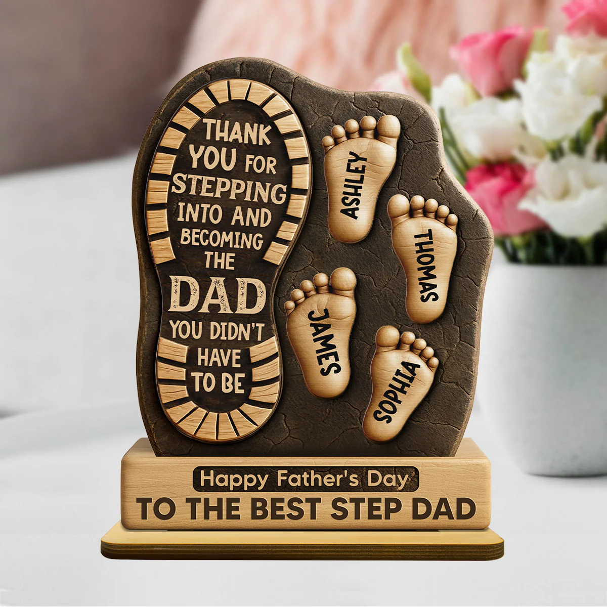 Happy Best Step Dad Ever Personalized 2-Layer Standing Wooden Plaque| Heartfelt Gift For Stepdad, Bonus Dad - Image 4